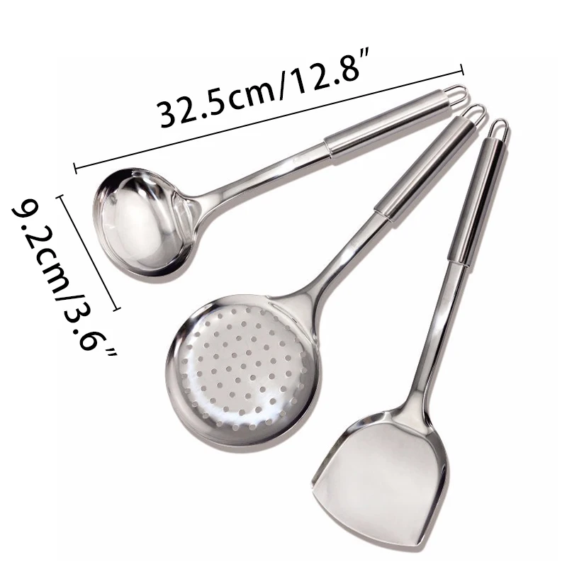 6pcs Stainless Steel Cookware Set Kitchenware Kitchen Tools Cooking Accessories Cook Utensil Spatula Colander Spoon Meat Fork