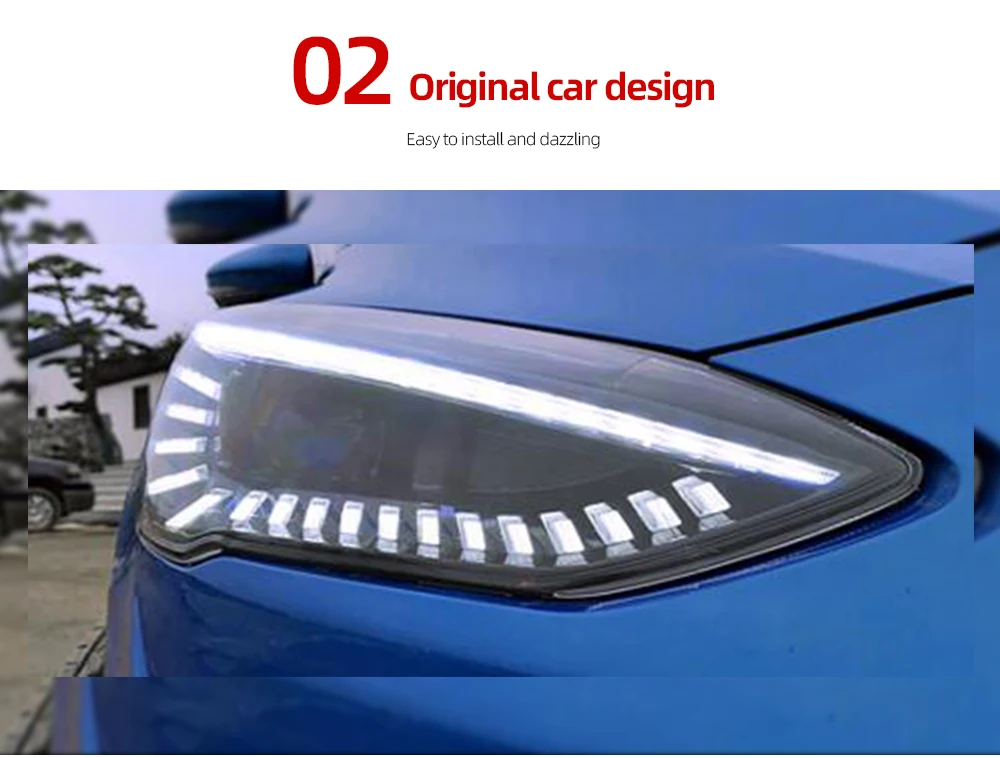 1Pair LED Headlights Double Xenon Lens Car Accessories Daytime Running Lights Fog Light For ford focus Car Led Lights