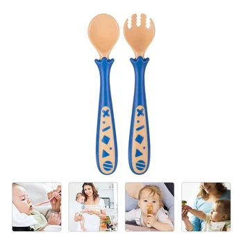 

1 Set Baby Utensil Fine Chic Nice Gift Bendable Tableware Spoon Fork