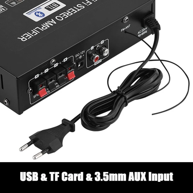 EU-plug G30 MP3 музыка HiFi стерео усилитель USB/TF карта/AUX Bluetooth HiFi усилитель fm-радио с пультом дистанционного управления#5