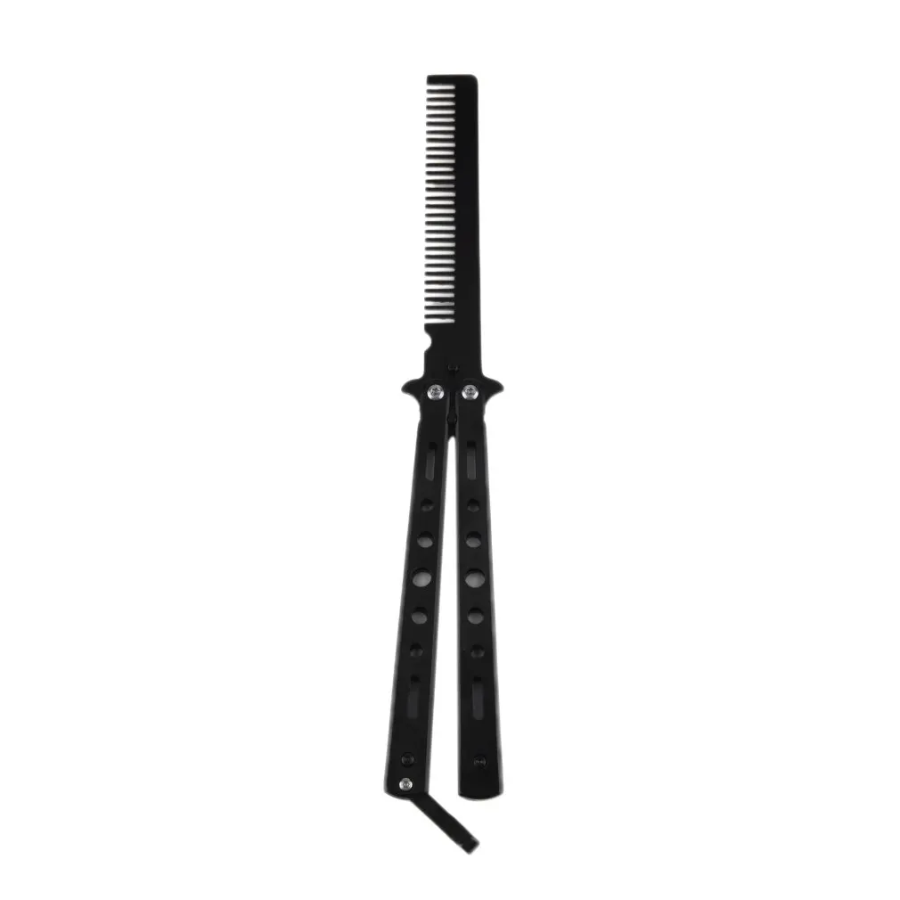 

Professional Training Salon Stainless Steel Folding Practice Training Butterfly Style Comb Hand Tool