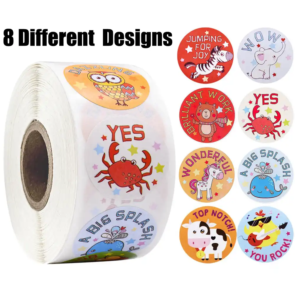 500 個 ロール報酬ステッカー学生のための教師激励のためモチベーションステッカーかわいい動物 Stickers Aliexpress