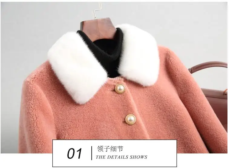 Real Fur Coat Mink Fur Collar Wool Jacket Autumn Winter Coat Women Clothes Sheep Shearling Korean Tops Abrigo Mujer ZT3668