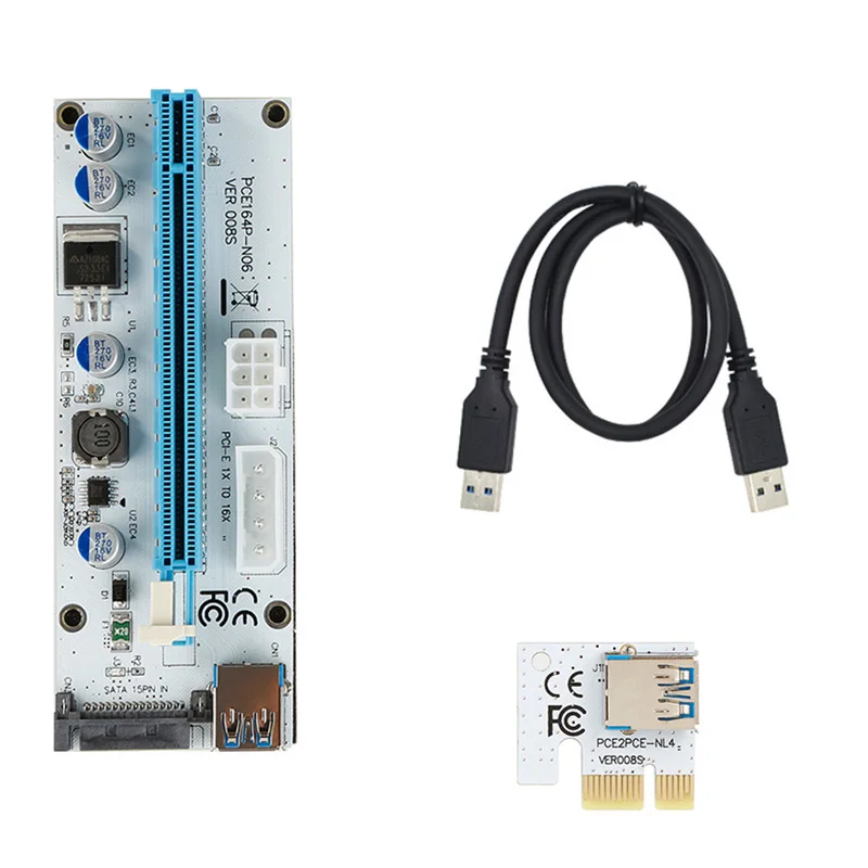 PCI-E Riser Express с 4pin 6pin SATA 3 в 1 блок питания Molex PCIe 1X до 16X удлинитель для майнера BTC |