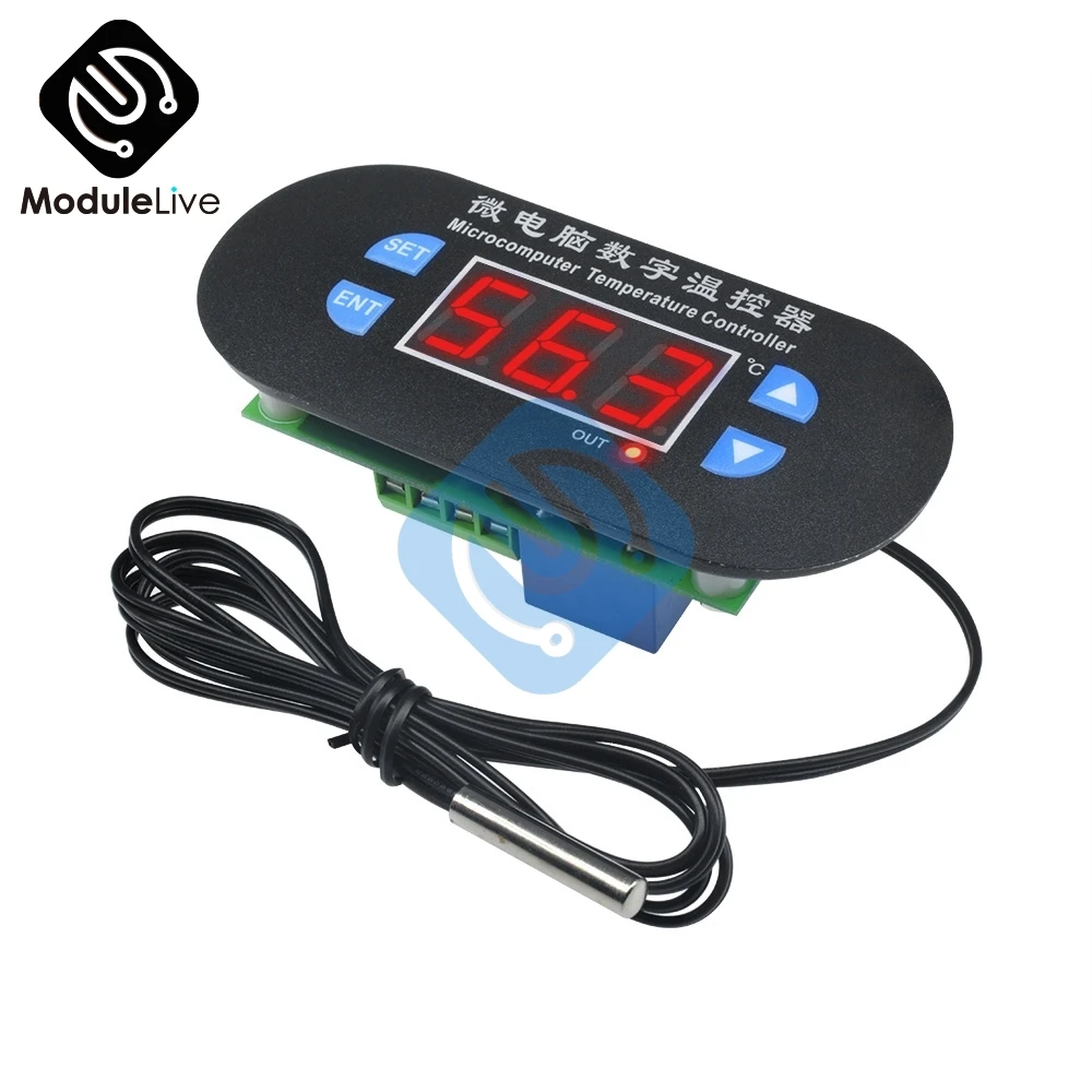 XH-W1308 с двумя светодиодными цифровыми Регулируемый AC/DC 12V AC 110 V-220 V Прохладный тепла Сенсор красные, синие Температура контроллер температуры для контроля температуры термостата - Цвет: Single LED 12V Red