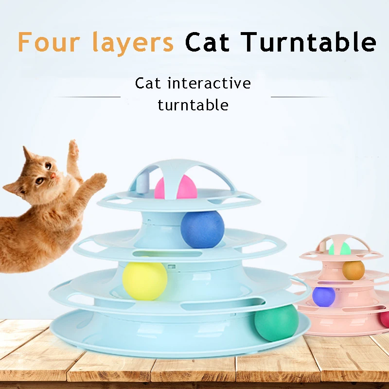 

Popular Products 2020 Four Layers Circular Track Space Cat Tower Turntable Cat Toys Interactive Kitten Toys Pet Supplies