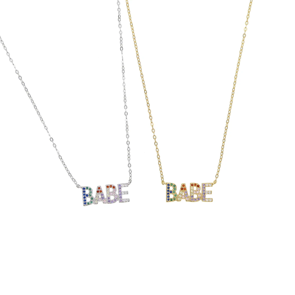 Женское разноцветное ожерелье с надписью rainbow cz pastel BABE ювелирное изделие из 100%