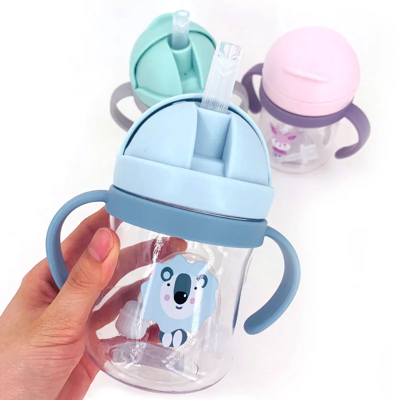 Drinking Cup Baby Feeding Bottle Kids Cup Silicone Sippy Children Leakproof Drinking Cups Cartoon Infant Straw Handle Drinkware
