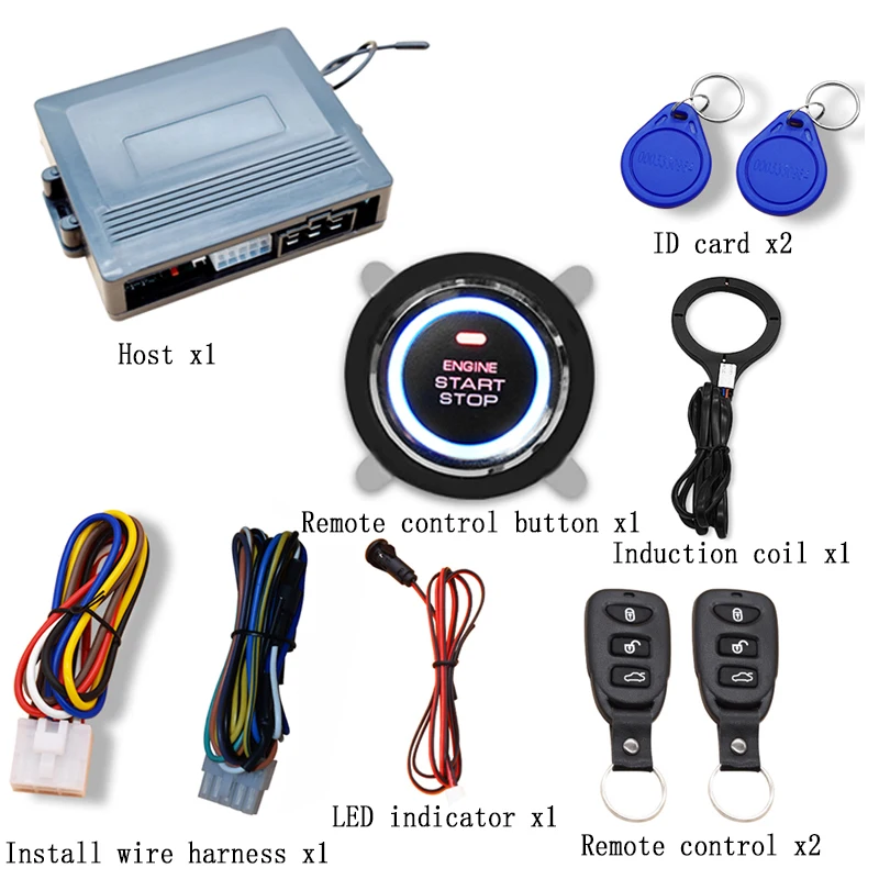 On board RFID one key start + keyless entry system, audible and visual reminder, remote control to open the trunk