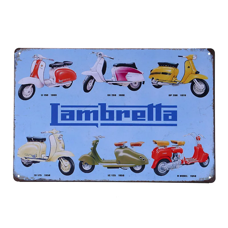 Красный VESPA LEN'1 DES VENTES винтажные металлические оловянные знаки Ретро Оловянная пластина знак украшение стены для бара Размер: 20*30 см - Цвет: Красный