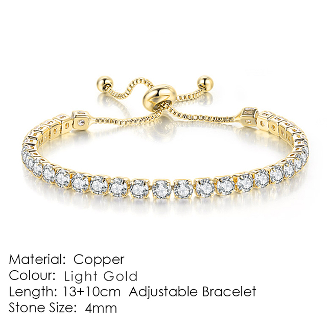 Luxury Adjustable Tennis Bracelets For Women Christmas Gift Rainbow Zircon Rose Gold Color Chain Jewelry Korean H056