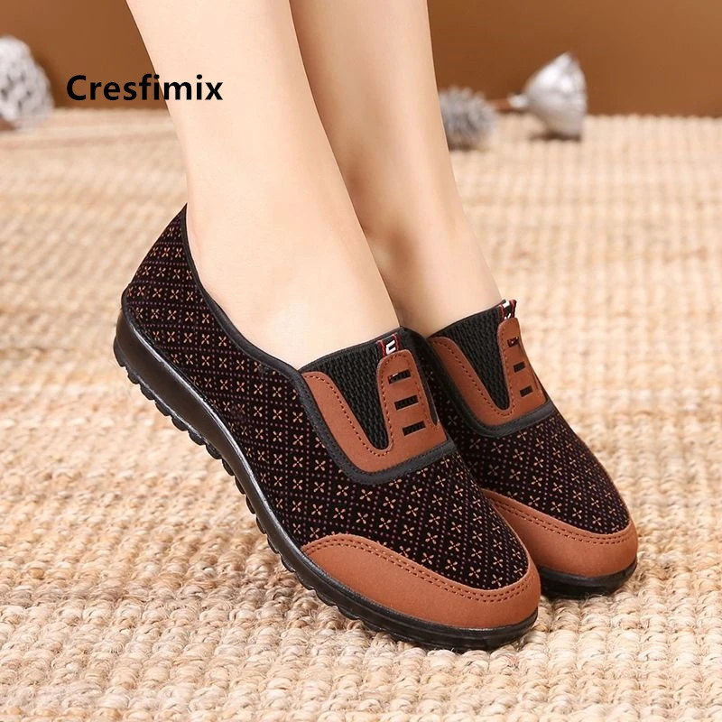 Cresfimix zapatos de mujer women classic wine red slip on flat shoes lady cool black ballet shoes brown retro dance shoes a5527