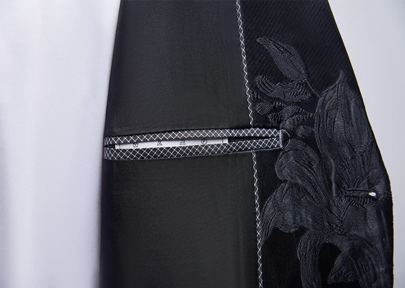 Fashion Black Floral Jacquard Men Blazer High Quality 4XL Man Blazer Casual Suit Jacket Slim Fit Groom Wedding Prom Blazers Q819