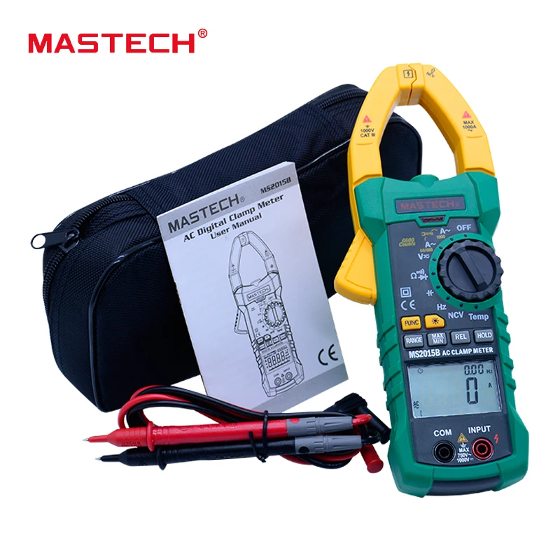 MASTECH MS2015B Автоматический диапазон 6000 отсчетов Цифровой мультиметр зажим AC/DC тестер истинное RMS измерение температуры