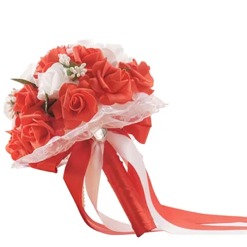

Bride holding flowers Romantic Wedding Colorful Bride 's Bouquet Artificial Flower Rose Bouquet