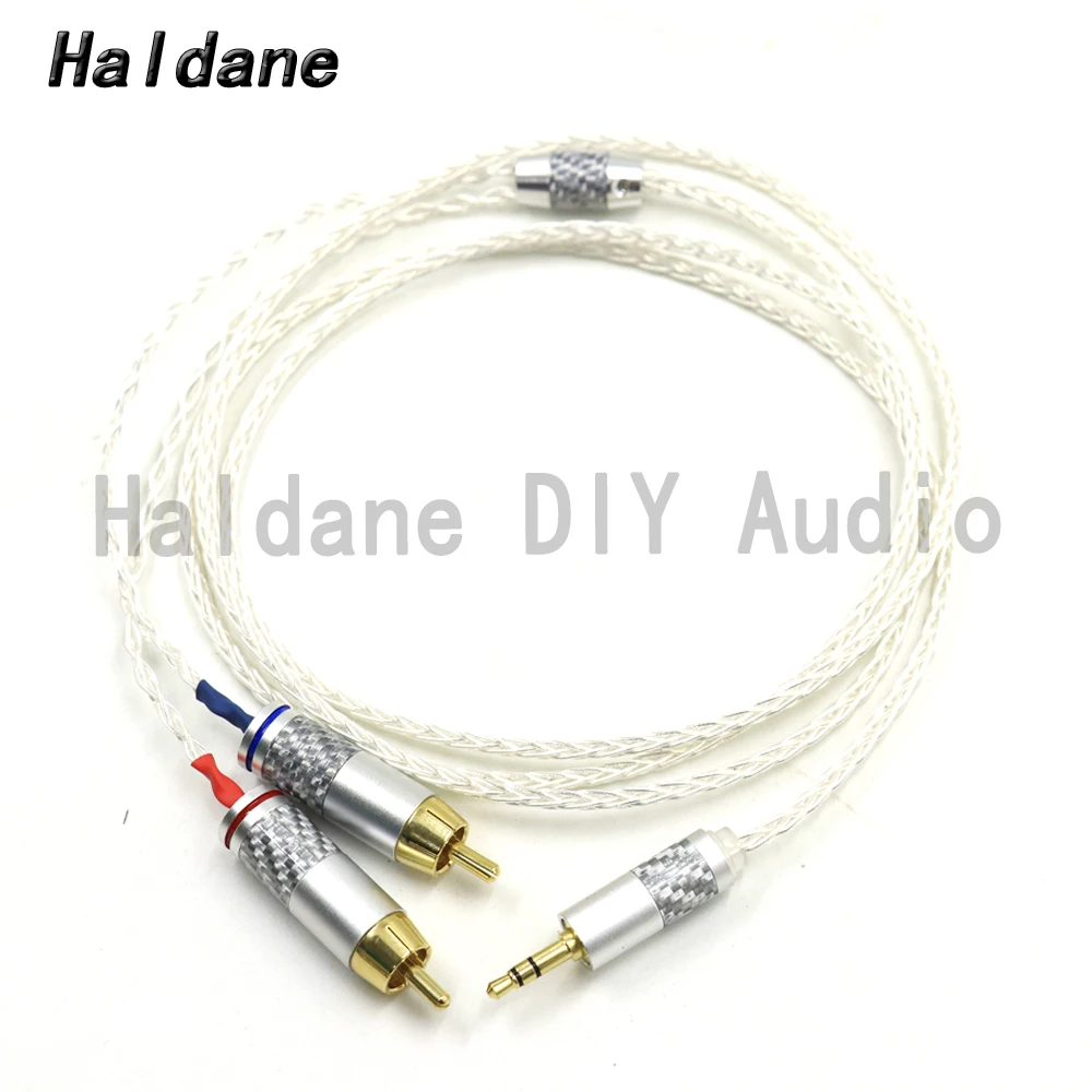 Haldane Carbon Fiber3.5mm 3pole Stereo to 2 RCA Male Audio Adapter Cable HIFI 7N OCC Copper Silver Connector | Электроника