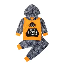 1-6Y комплекты одежды на Хэллоуин для маленьких мальчиков топы с капюшоном и длинными рукавами, штаны, леггинсы