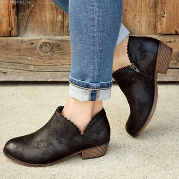 

Low Cut Women' s Boots Embroider Flower Ankle Booties For Lady Leather Pointed Female Shoes