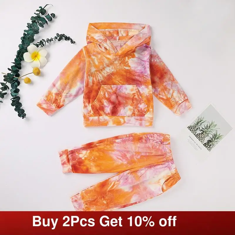

Melario Baby Girl Boy Clothes Infant Clothes Toddler Long Sleeve Tie-dye Hoodie Print Kids Clothes Spring Autumn Set 2 6Y