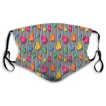 

Unisex Half Face Mouth Mask Face Masks Anti-Dust Face Windproof Ski,3D Stylized Hearts In Lively Colors On Black And White