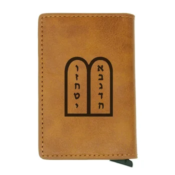 

Laser Engraving Classic Ten Commandments Rfid Card Holder Men Wallets Vintage Short Purse Leather Slim Small Wallets