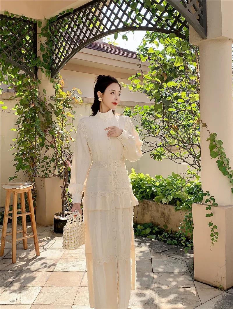 2020 весеннее винтажное платье с вышивкой и рюшами для женщин стоячий воротник