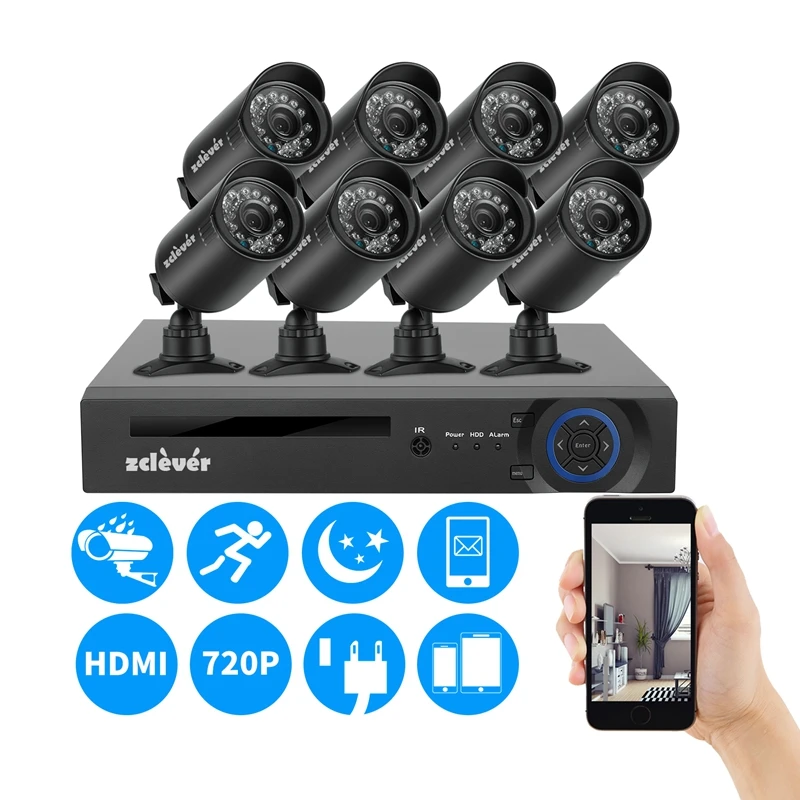 Zclever 8CH 1200TVL домашний комплект видеонаблюдения 720P AHD DVR с 8 шт. наружная система наблюдения ссtv ночного видения