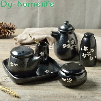 

Multi-size Japanese Style Three-point Burnt Black Matte Ceramic Seasoning Pot Toothpick Bucket Kitchen Supplies Salt Shaker Base
