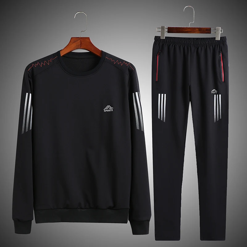 Мужской комплект, беговые брюки для мужчин, спортивный костюм для тренировок, мужские светшоты с длинными рукавами, спортивный костюм, брюки, набор для тренировок - Цвет: CC112 Black