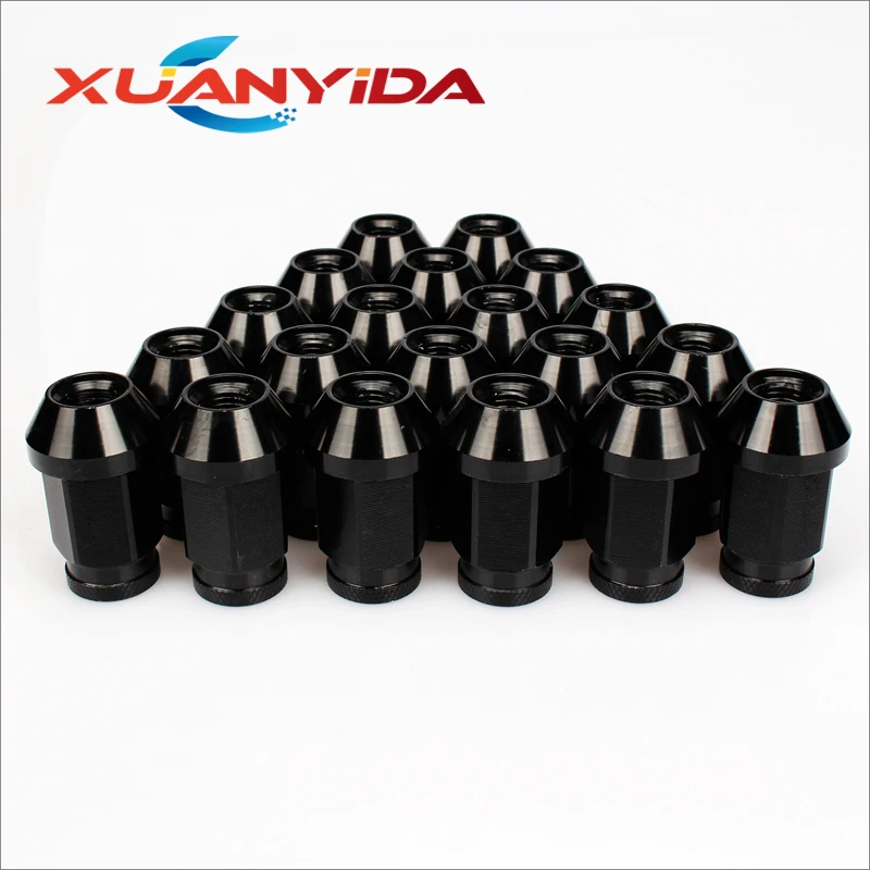 Black 1.25 40 мм D1Spec Jdm удлиненный открытый конец Колесные гайки с замком M12X1.25 20 шт Гоночные Колесные гайки M12 X 1,25 мм для Nissan Subaru - Цвет: Black 1.25
