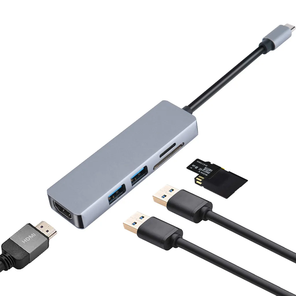 5 в 1 usb type C до 4K HDMI 2 USB 3,0 SD TF концентратор-картридер адаптер конвертер