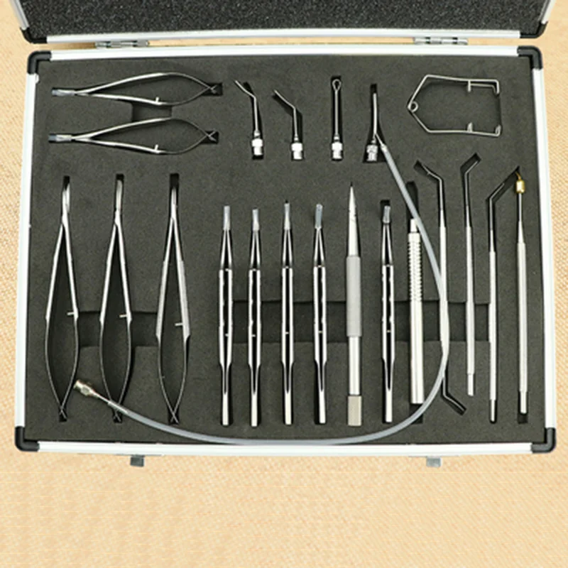 21Pcs/set Titanium Alloy Eye Ophthalmic Cataract & Intraocular Set Surgical Instrument Eye Micro Surgery Tools