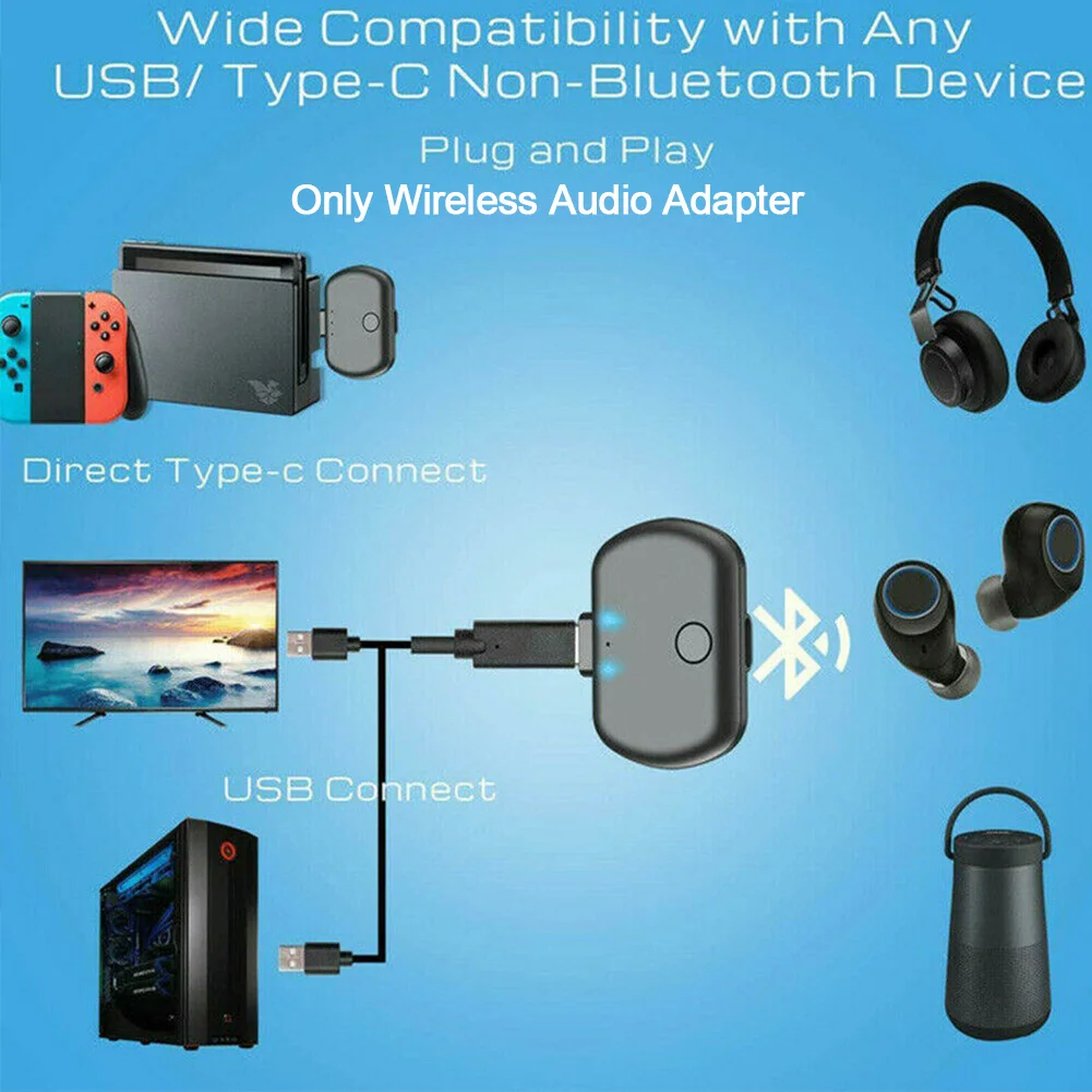 B26 Bluetooth5.0 Durable Transmitter CSR One For Two Easy Install Wireless Audio Adapter Black Practical Launch Converter