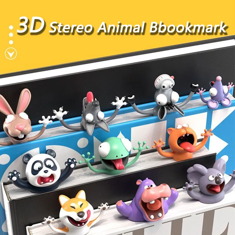 Cute 3D Animal Bookmarks 3D Stereo Cartoon Lovely Animal Bookmark Wacky Bookmark for Kids Office School Stationery SIZHINAI Cute Book Marks Wacky Bookmark