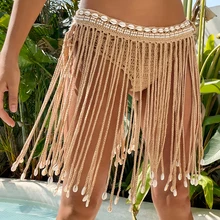 Szydełkowe spódnice z frędzlami luźne regulowane seksowne kobiety letnie Bikini na plażę Mini spódniczka spódnice plażowe