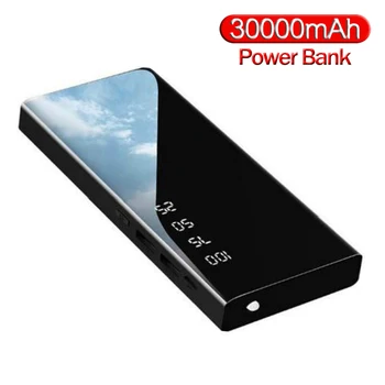 

Power Bank 30000mAh Portable Mirror Charger Ultra High Capacity Power Bank 2.1A Output for smart phone
