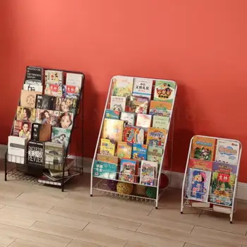 

Children's bookshelf wrought iron bookcase information magazine rack six-story floor newspaper rack storage picture book rack
