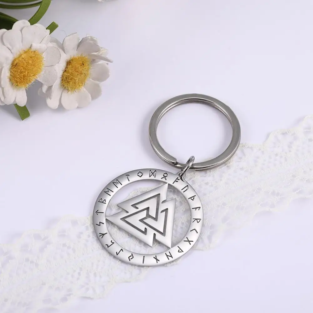 My shape брелок для ключей, руны Valknut, 316L, нержавеющая сталь, брелок, кулон, ювелирное изделие, Викинг, скандинавский, гравированный, брелок, подарок