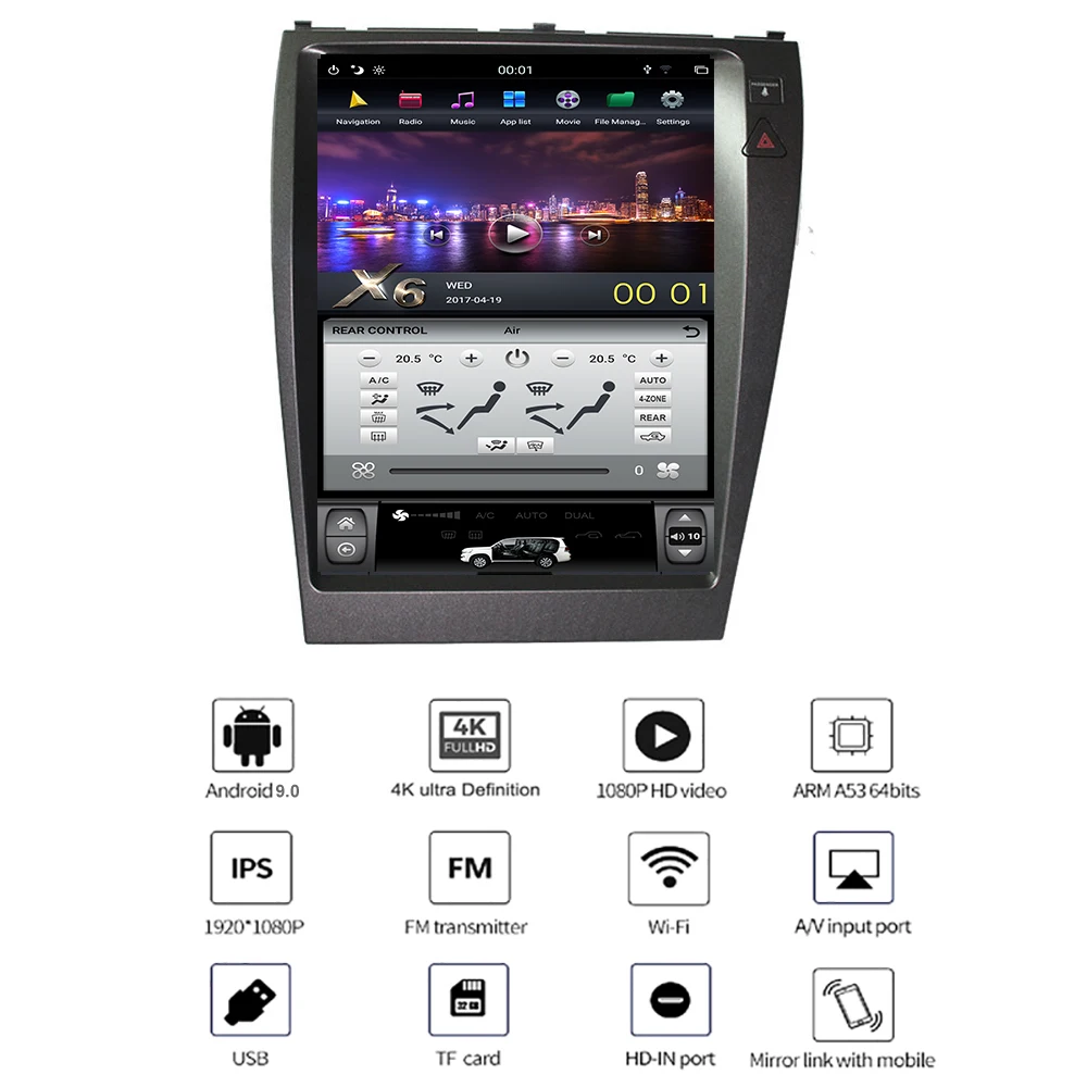 YAZH Android 9.0 Auto Radio Player For Lexus ES350 ES300 ES330 2006-2012 Bluetooth 5.0 DSP Head Unit 12.1\
