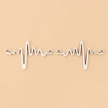 

50pcs Silver Color Heartbeat Electrocardiogram Pulse EKG Rhythm Connector Charms Pendants for Jewelry Making Accessories