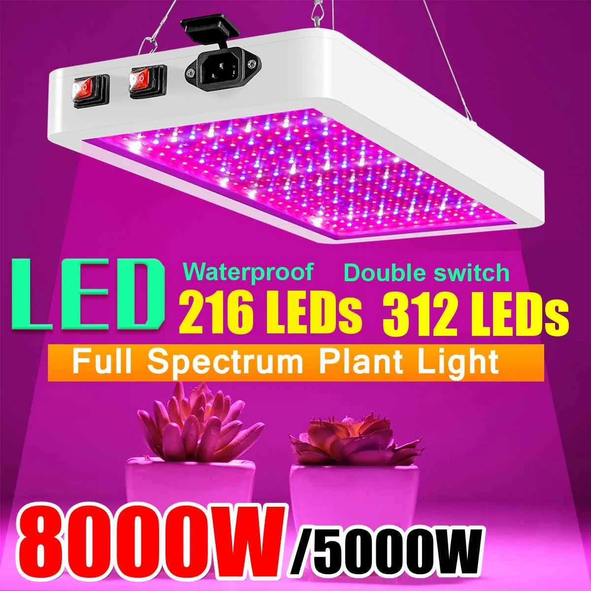 LED Grow Light 8000W Waterproof Phytolamp 312 Leds Chip Phyto Growth ...
