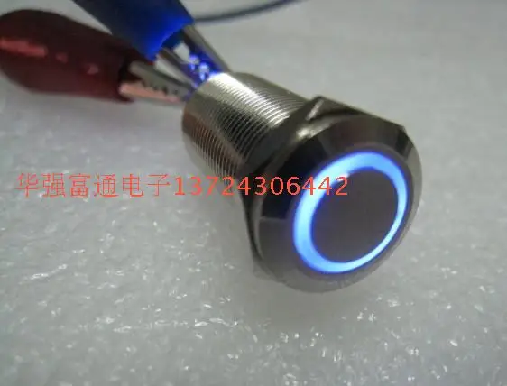

5PCS/LOT 12mm metal button switch self locking lamp metal button ring horn switch blue green red