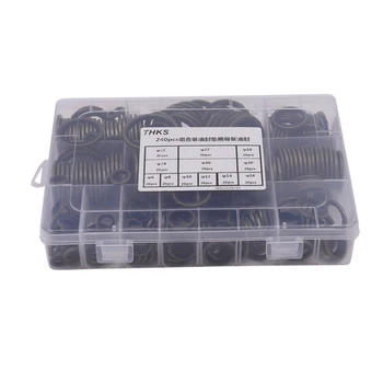 

240Pcs 12 Sizes NBR Metal Bonded Sealing Washer Assort Kit Hydralic Oil Resist Rubber Oil Pipe Seal Gasket Metric NBR Metal Comb