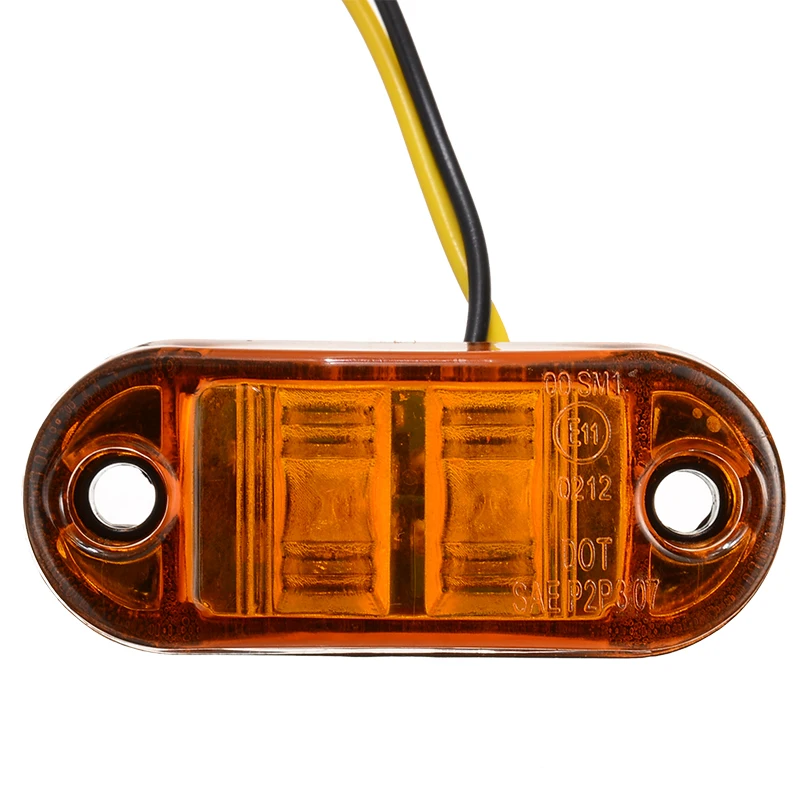 10pcs 10V / 30V Amber 2LED Car Signal Light Oval Clearance Trailer Truck LED Side Marker Lamp Waterproof