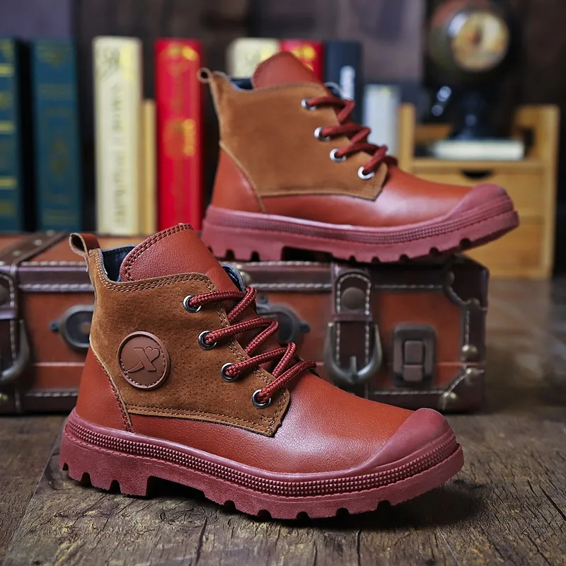 

2019 Spring Summer New Style CHILDREN'S Shoes Boots Retro Big Kid Martin Boots Fashion BOY'S Ankle Boot England Leather Boot BOY
