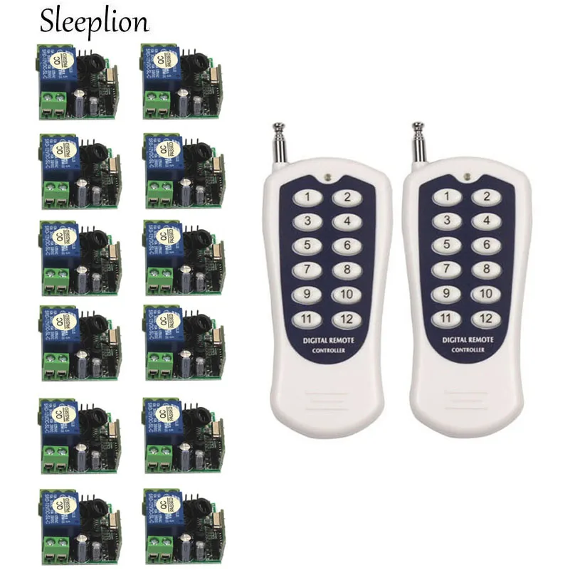 

Sleeplion Mini DC 12V 1CH Wireless RF 12-key Remote Control Switch Transmitter+12 Receiver