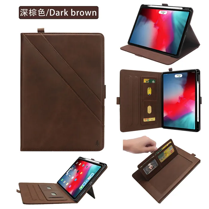 Для iPad Pro 11 чехол с держателем карандаша,(поддержка зарядки карандаша) кошелек Многофункциональные Чехлы съемный слот для карт filp - Цвет: Dark Brown