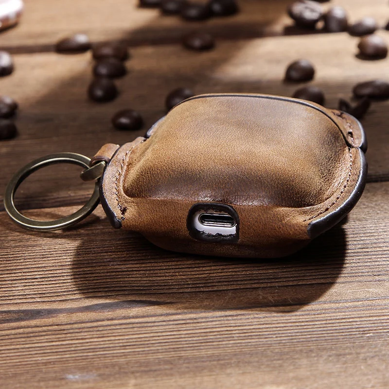 Brown Cowhide Leather Protective Case for Multifunctional Leather Headphone Cover for 2