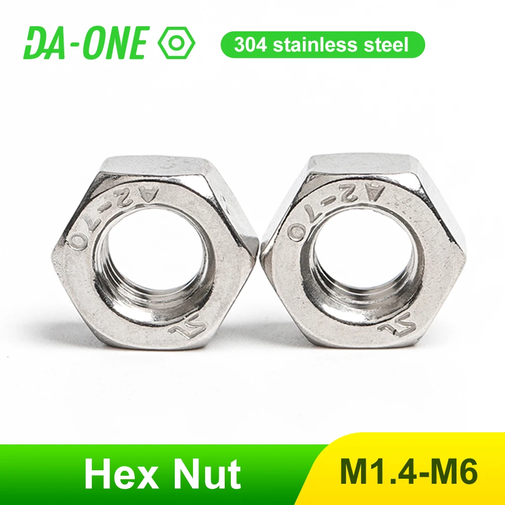 

25/50/100pcs Hexagon Hex Nuts Metric DIN934 M1.4 M1.6 M2 M2.5 M3 M4 M5 M6 Nut For Screws Bolts High Quality Stainless Steel