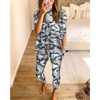 

WEPBEL Long-Sleeved Printed Tops Long Pants Sets Women Autumn Pajamas Sets Loose Casual Homewear Sets Female Sleepwear